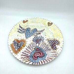Rob Turner England Bone China Decorative Plate Hearts Whimsical Art Gold Trim